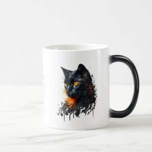 Create Your Own Fiery Black Cat Bust Color Morph Mug