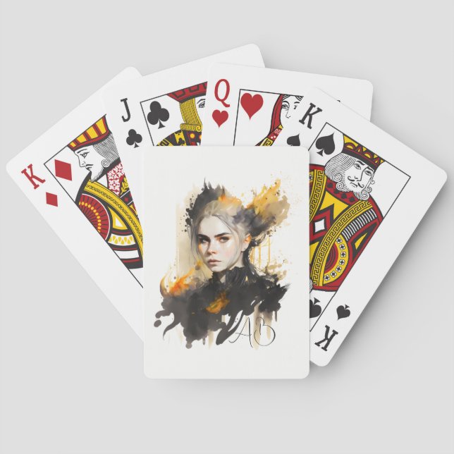Create Your Own Fiery Witch Poker Cards (Back)