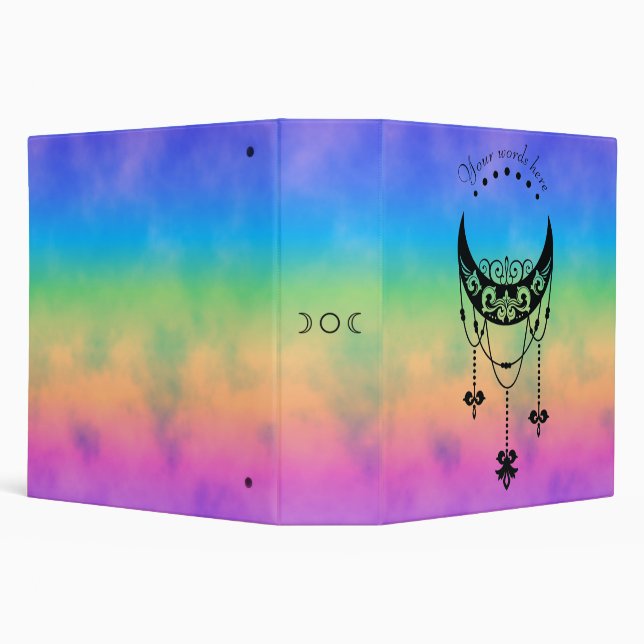 Create Your Own Filigree Boho Moon Silhouette 3 Ring Binder (Background)