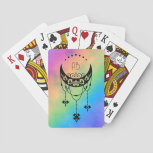 Create Your Own Filigree Boho Moon Silhouette Poker Cards