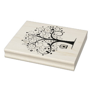 Create Your Own Filigree Tree Love Birds Rubber Stamp