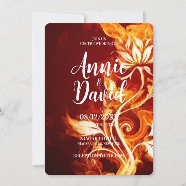 Create Your Own Fire Flower Wedding Invitation (Front)