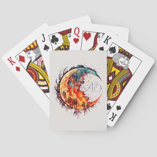 Create Your Own Fire Moon Poker Cards (Back)