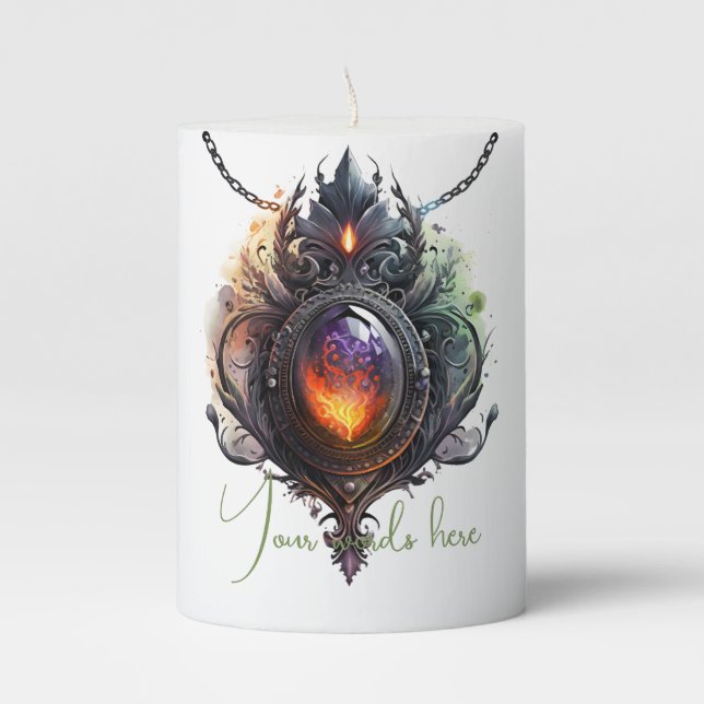 Create Your Own Fire Opal Bejeweled Pillar Candle (Front)