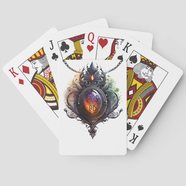 Create Your Own Fire Opal Bejeweled Poker Cards (Back)