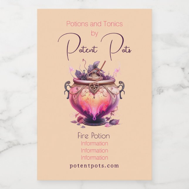 Create Your Own Fire Potion Cauldron Apothecary  Food Label (Single Label)