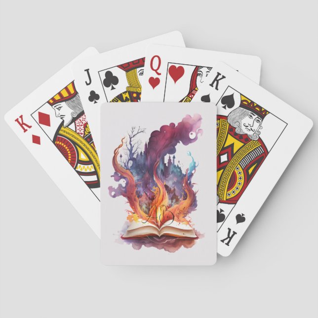 Create Your Own Fire Spell Book Poker Cards (Back)