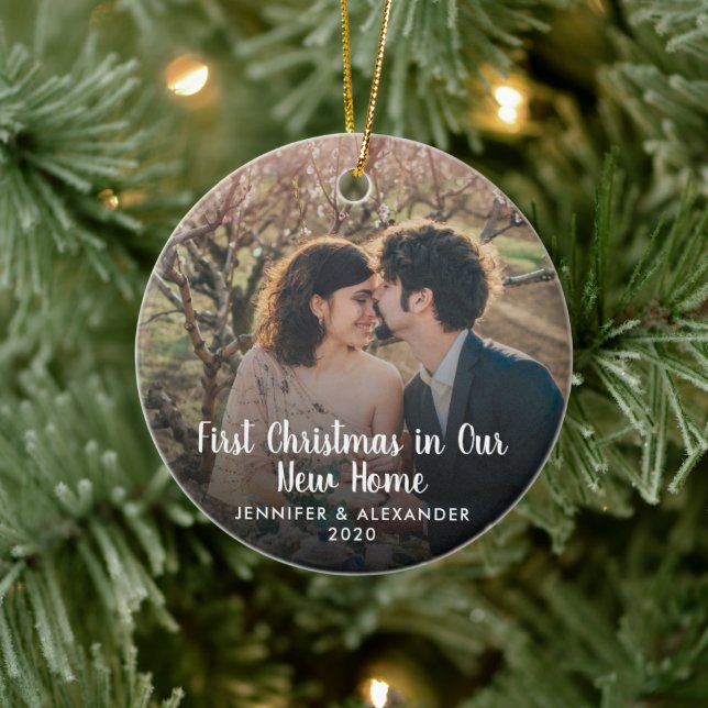 Create your own First Christmas in new home photo Ceramic Ornament (Tree)