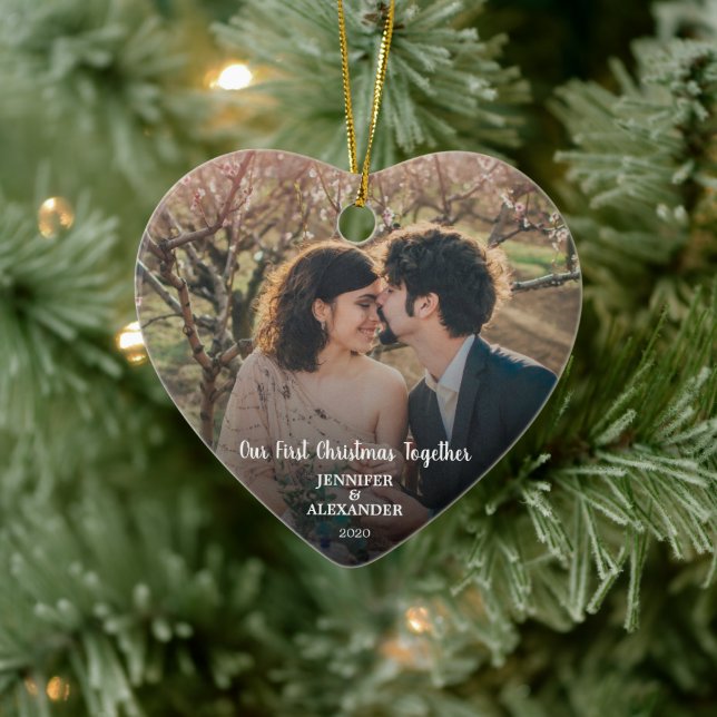 Create your own First Christmas Together photo Ceramic Ornament (Tree)