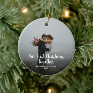 Create your own First Christmas Together photo Ceramic Ornament