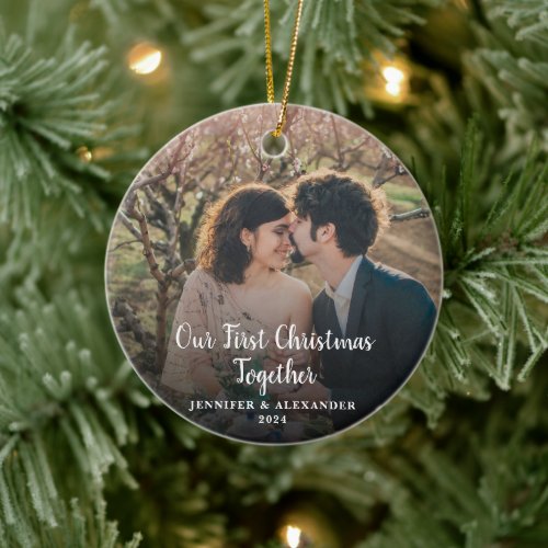 Create your own First Christmas Together photo Ceramic Ornament