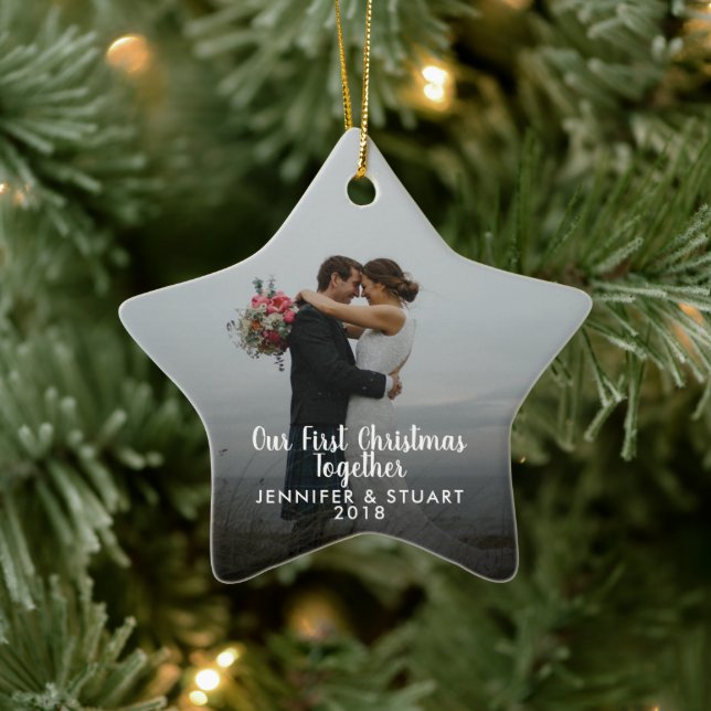 Create your own First Christmas Together photo Ceramic Ornament (Tree)