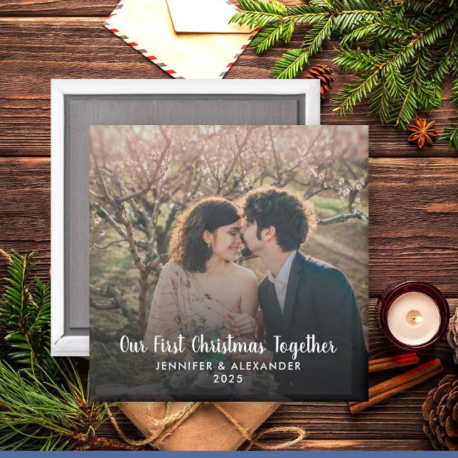 Create your own First Christmas Together photo Magnet (Create your own First Christmas Together photo Magnet. You can add your own photo, names, year, text)