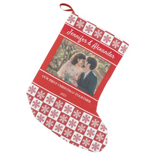 Create your own first christmas together photo small christmas stocking