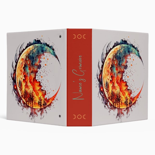 Create Your Own Flaming Moon 3 Ring Binder (Background)