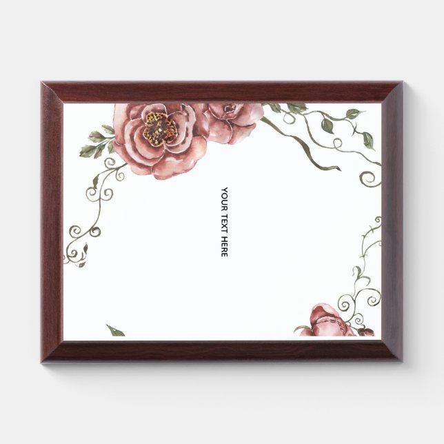 Create Your Own floral  Award Plaque (Horizontal)