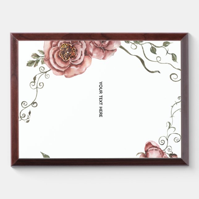 Create Your Own floral  Award Plaque (Horizontal)