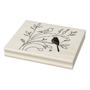 Create Your Own Floral BIrds Tree Branches Rubber Stamp