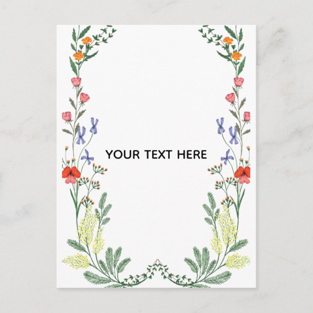 Create Your Own Floral Border Postcard (Front)