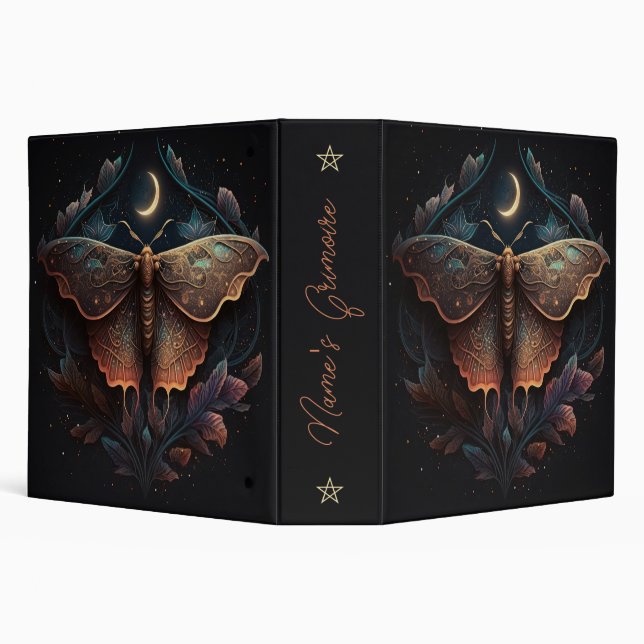 Create Your Own Floral Celestial Lunar Moth 3 Ring Binder (Background)