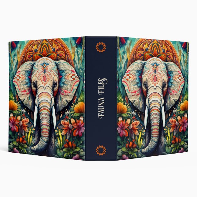 Create Your Own Floral Elephant Mandala 3 Ring Binder (Background)