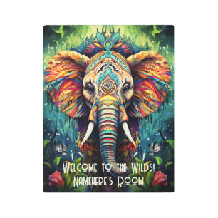 Create Your Own Floral Elephant Matriarch Totem Metal Print