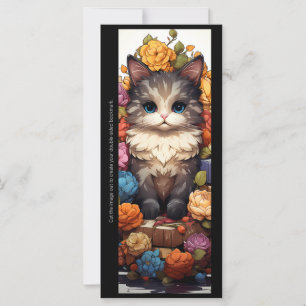 Create Your Own Floral Fluffy Kitten Bookmark Card