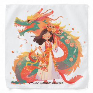 Create Your Own Floral Jade Chinese Dragon Girl Bandana
