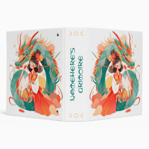 Create Your Own Floral Jade Chinese Dragon Goddess 3 Ring Binder