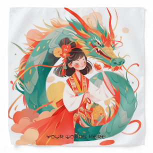 Create Your Own Floral Jade Chinese Dragon Goddess Bandana