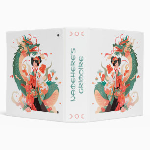 Create Your Own Floral Jade Chinese Dragon Maiden 3 Ring Binder