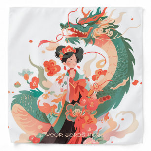 Create Your Own Floral Jade Chinese Dragon Maiden Bandana