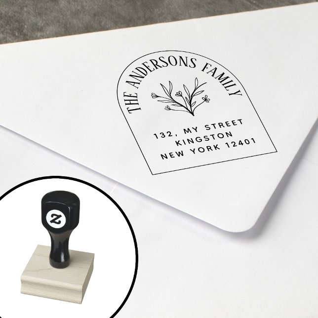 Create Your Own Floral Leaf Family Name Rubber Stamp (Creator Uploaded)