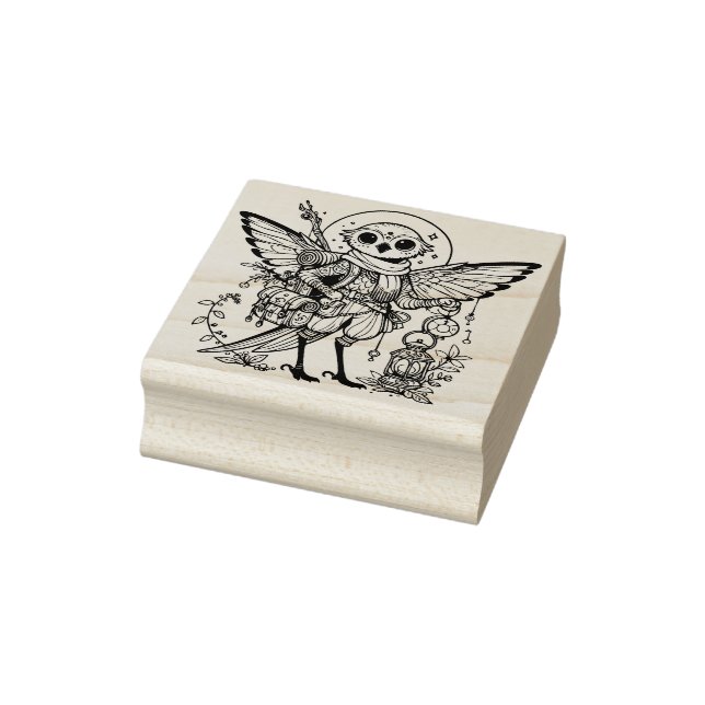 Create Your Own Floral Lunar Songbird Rubber Stamp (Stamp)