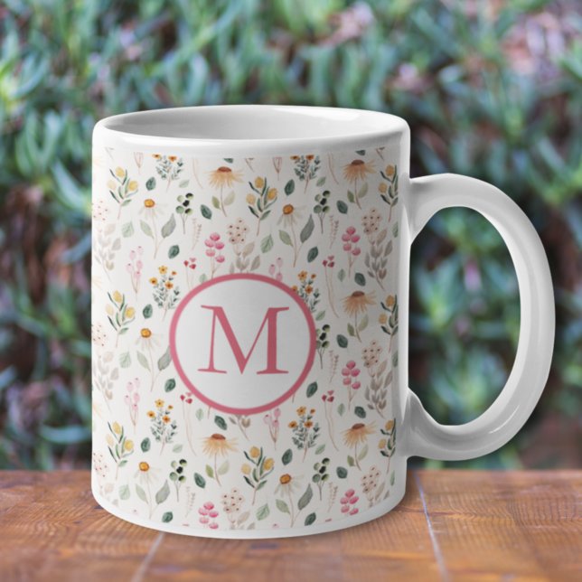 Create Your Own Floral Monogram Personalized Coffee Mug (Creator Uploaded)