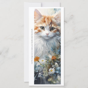 Create Your Own Floral Orange Kitten Bookmark Card