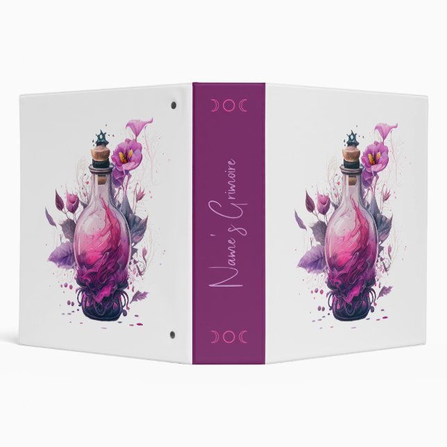 Create Your Own Floral Potion Bottle 3 Ring Binder (Background)