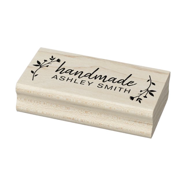 Create Your Own Floral Rustic Handmade Business Rubber Stamp (Stamp)