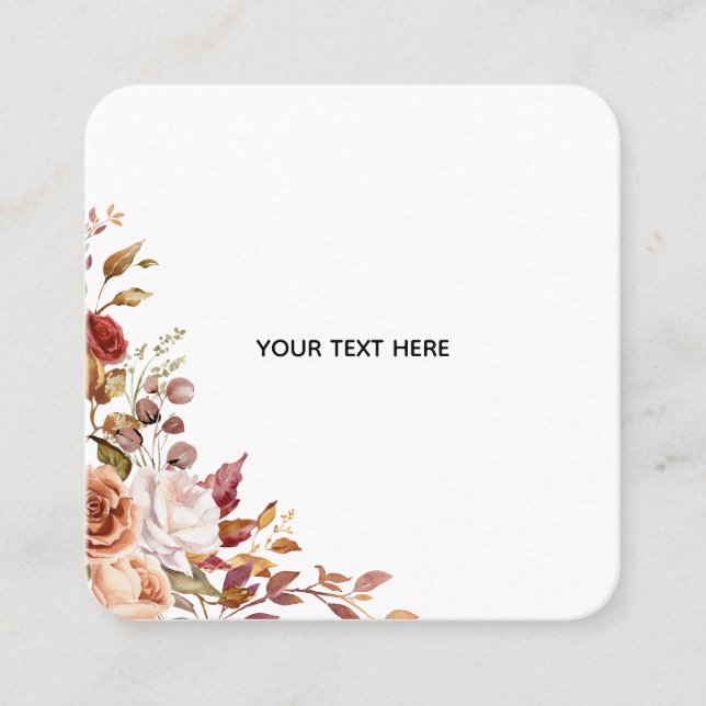 Create Your Own Floral Square Business Card (Front)