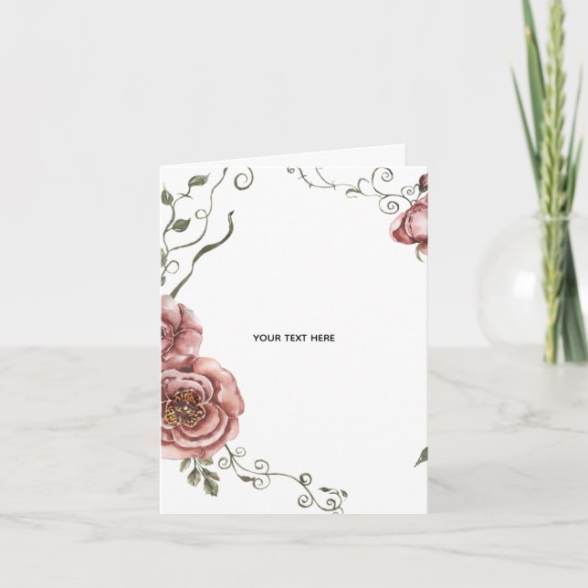 Create Your Own floral  Thank You Card (Front)