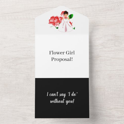 Create Your Own Flower Girl Proposal I Matte Black All In One Invitation