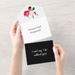 Create Your Own Flower Girl Proposal Matte Black All In One Invitation