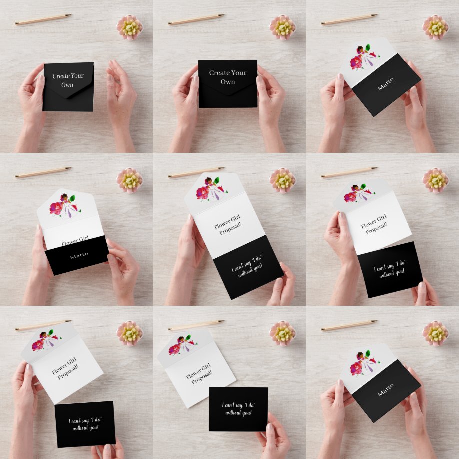 Create Your Own Flower Girl Proposal Matte Black All In One Invitation