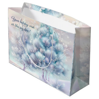 Create Your Own Fluffy Pink & Blue Christmas Trees Large Gift Bag