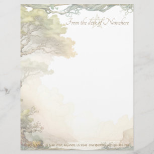 Create Your Own Forest Lake Scenic Floral Letterhead