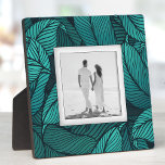 Create Your Own Frameless Photo Easel Plaque<br><div class="desc">Made to look dimensional, a teal tropical leaf plant pattern creates a beautiful frame for your favorite photo on this tabletop plaque with a built-in easel. The image is put directly on the hardboard panel for a stunningly crisp image with an easy wipe clean surface. Great as a gift or...</div>
