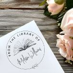 Create your own 'From the Library of' Bookplate Self-inking Stamp<br><div class="desc">Elevate your book collection with our chic self-inking bookplate stamp, perfect for book lovers, teachers, and librarians. This elegant self-inking stamp features a hand-drawn open book illustration surrounded by a circular border with a botanical leaf motif, creating a timeless design. The circular frame includes "From the library of" in curved...</div>