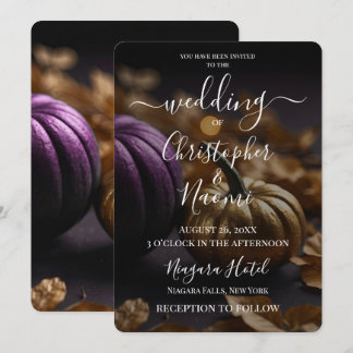 Create Your Own Fuchsia & Gold Pumpkins  Invitation