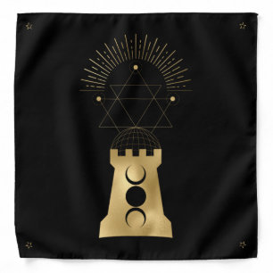 Create Your Own Full Gold Arcane Moon Tower Tarot Bandana