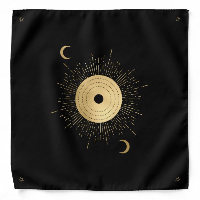 Create Your Own Full Gold Arcane Sun Tarot Bandana (Front)